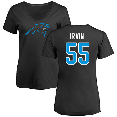 Carolina Panthers Black Women Bruce Irvin Name and Number Logo Slim Fit NFL Football 55 T Shirt